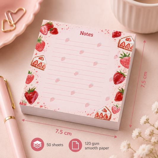 Mini Notepad 7,5 × 7,5 cm – Strawberry Cheesecake