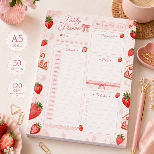 A5 Daily Planner – Strawberry Cheesecake