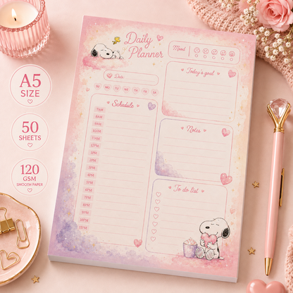 A5 Daily Planner – Snoopy with a heart
