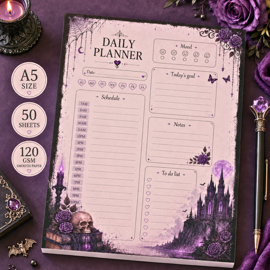 A5 Daily Notepad – "Midnight Castle"