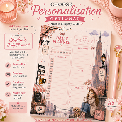 A5 Daily Planner – "New York Daydreams" | Personalisation Available
