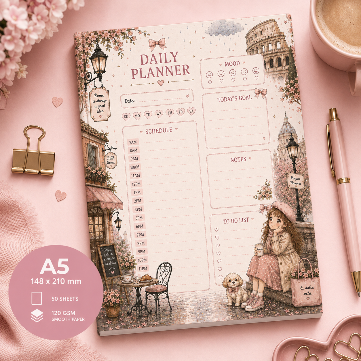A5 Daily Planner – "Rome Daydreams"