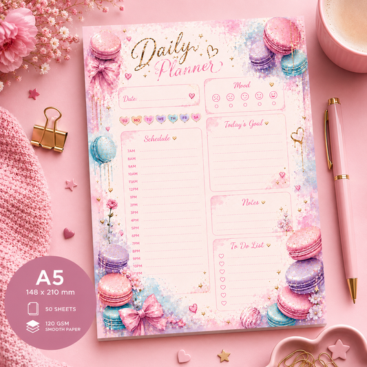 A5 Daily Planner – "Sweet Macarons"