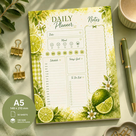 A5 Daily Planner – "Lime Breeze"