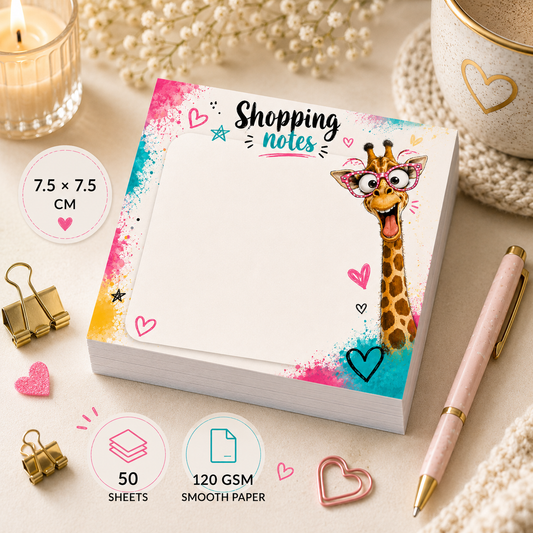 Mini Notepad 7,5 × 7,5 cm – "Crazy Shopping List"