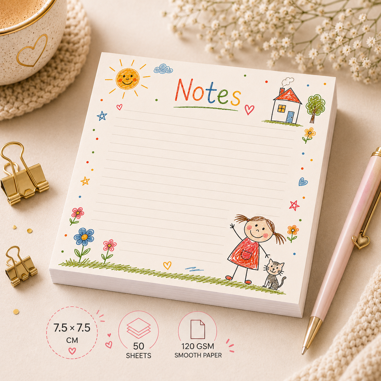 Mini Notepad 7,5 × 7,5 cm – "Little sunshine"