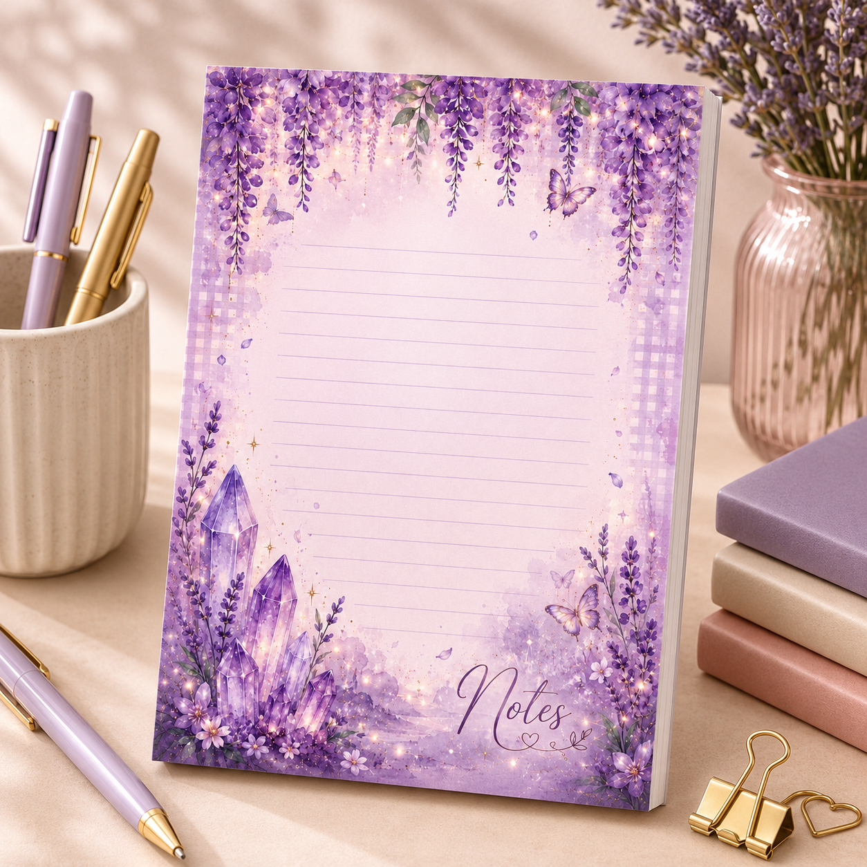 A5 Notepad – "Wisteria Whispers"