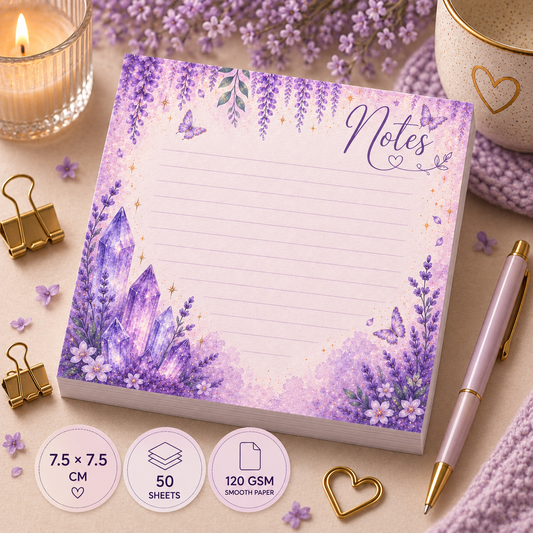 Mini Notepad 7,5 × 7,5 cm – "Wisteria Whispers"
