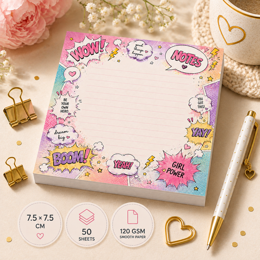 Mini Notepad 7,5 × 7,5 cm – "Girl Power Notes"