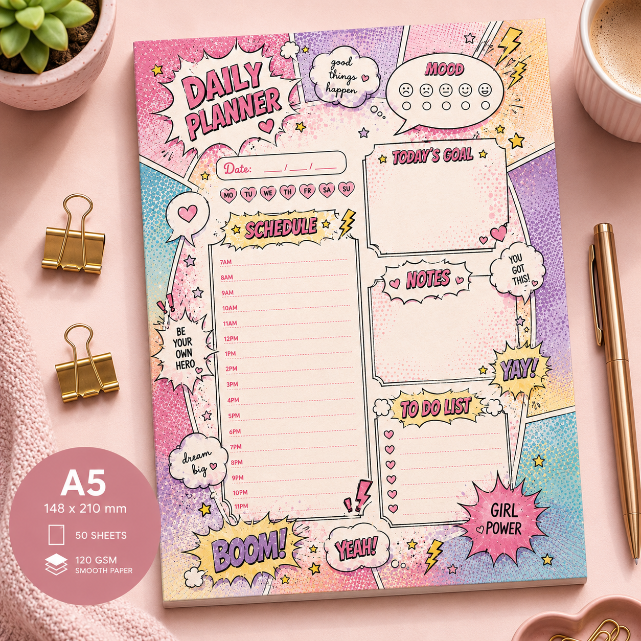 A5 Daily Planner – "Girl Power"