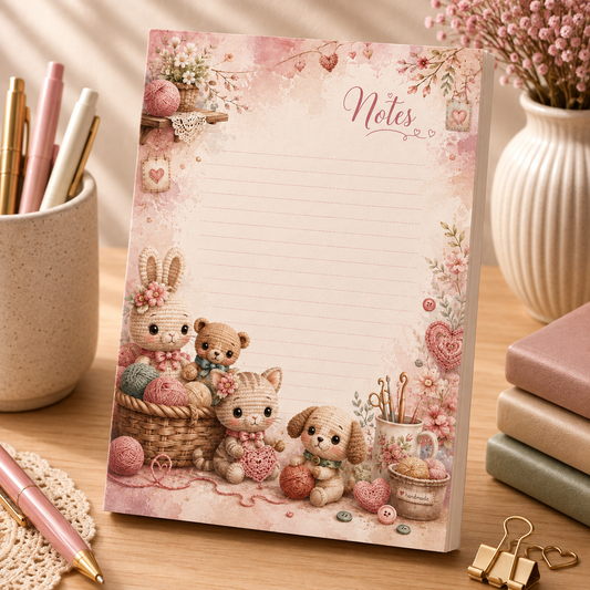 A5 Notepad – "Cozy Crochet Friends"
