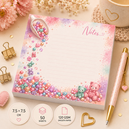Mini Notepad 7,5 × 7,5 cm – "Candy Gems"