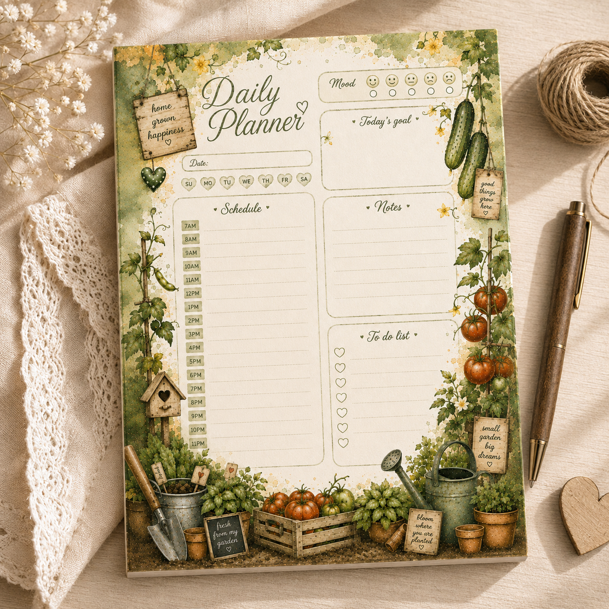 A5 Daily Planner – "Garden Blessings" | Personalisation Available