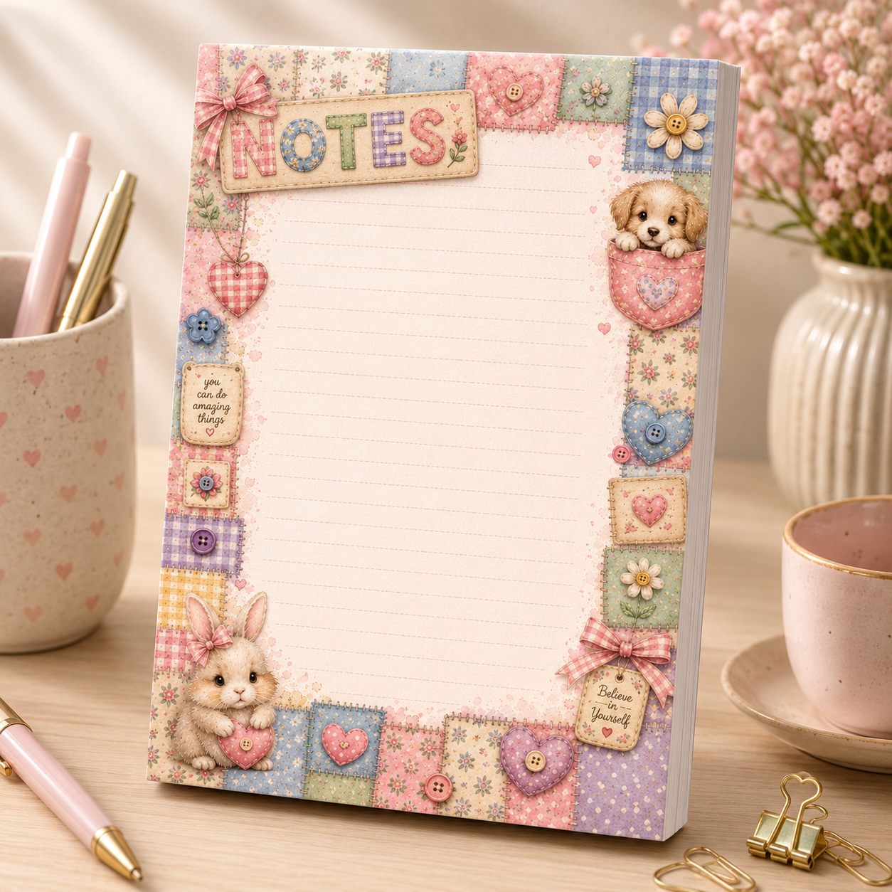 A6 Notepad – "Stitched with Love"