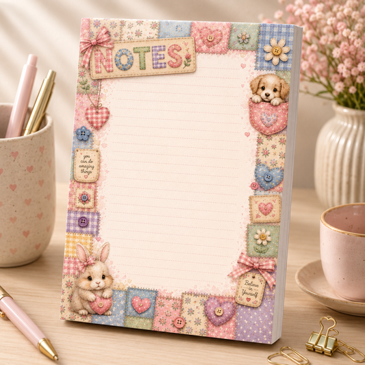 A6 Notepad – "Stitched with Love"