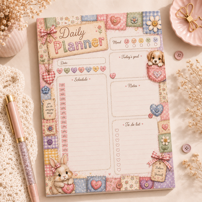 A5 Daily Planner – "Stitched with Love" | Personalisation Available