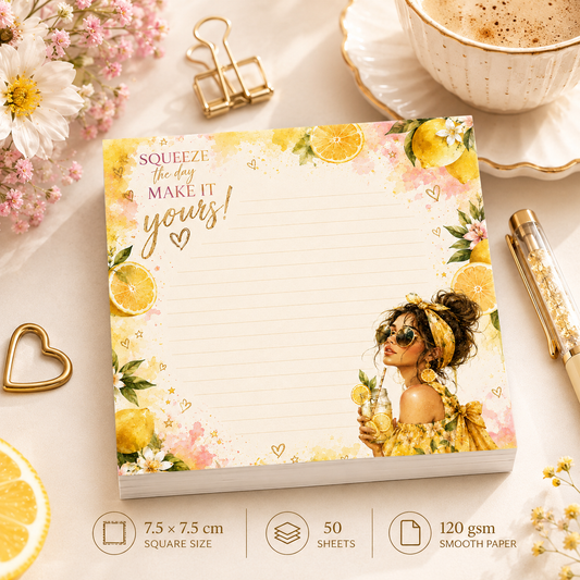 Mini Notepad 7,5 × 7,5 cm – "Lemon Bliss"