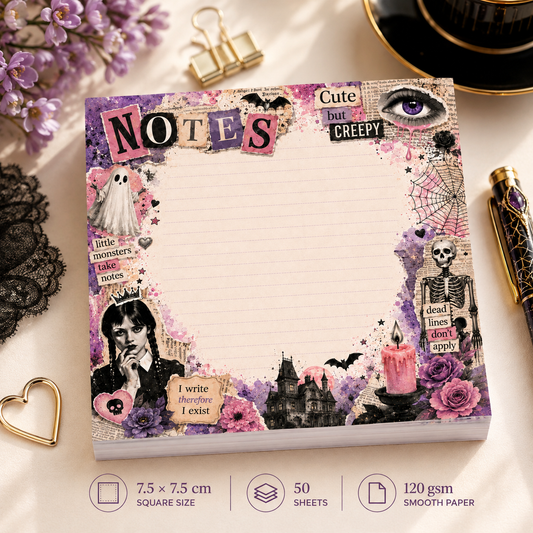 Mini Notepad 7,5 × 7,5 cm – "Cute But Creepy"