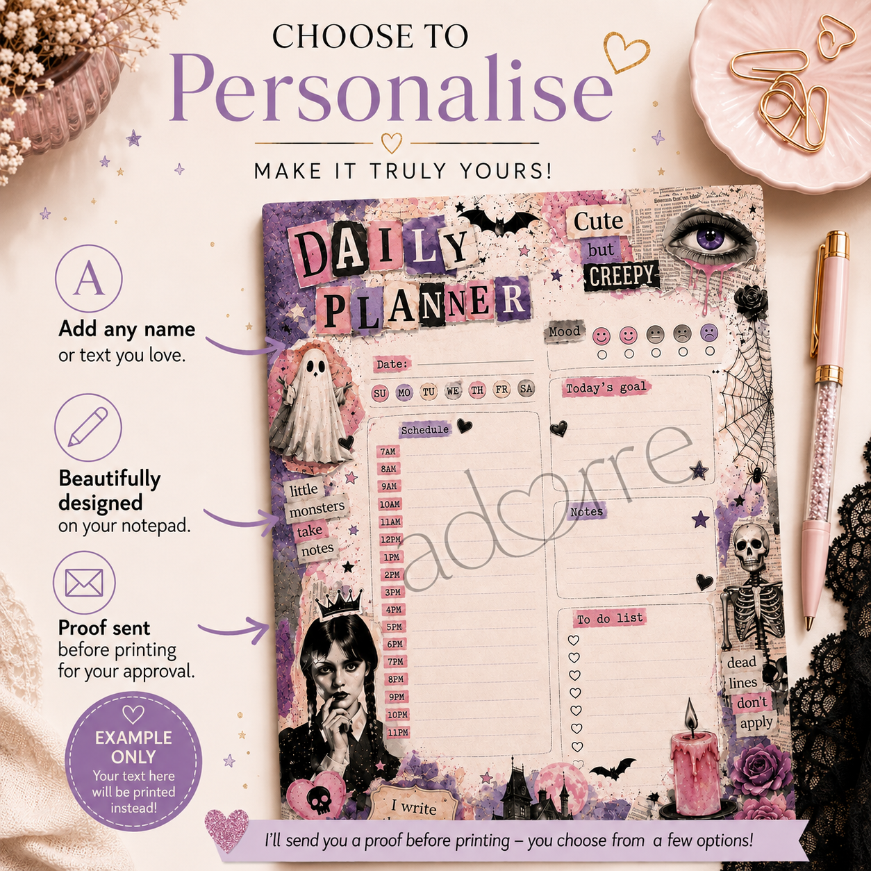 A5 Daily Planner – "Cute But Creepy" | Personalisation Available