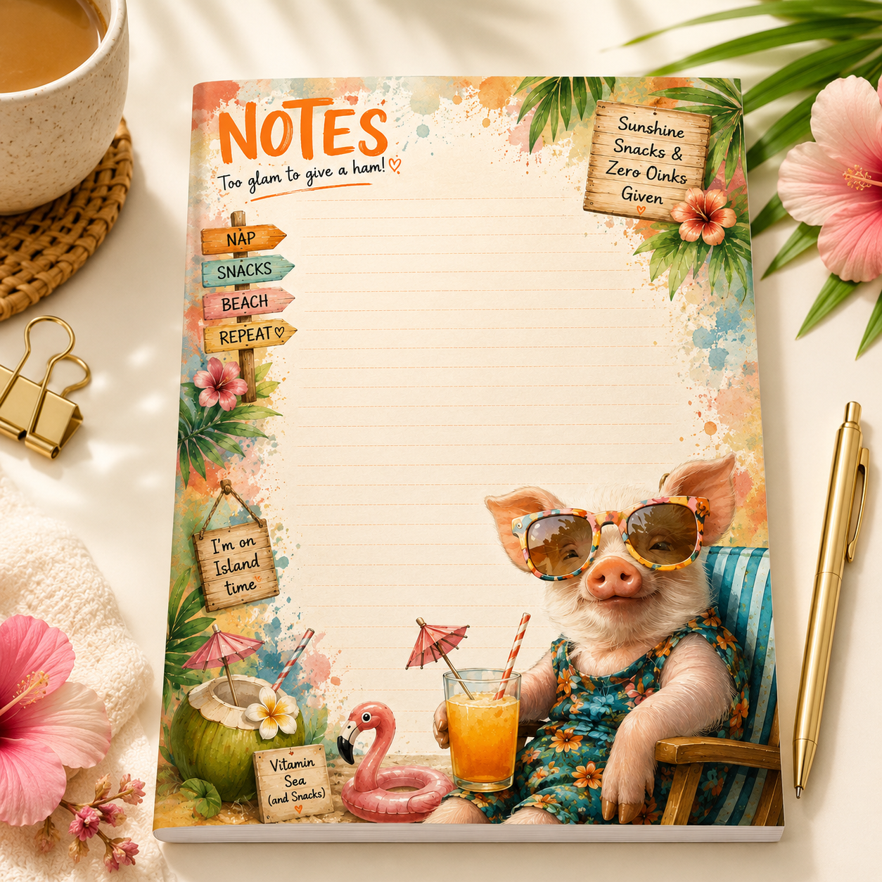 A5 Notepad – "Too Glam to Give a Ham!"