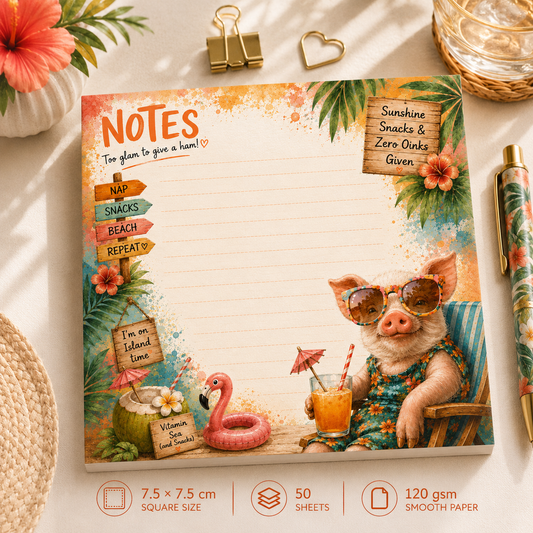 Mini Notepad 7,5 × 7,5 cm – "Too Glam to Give a Ham!"