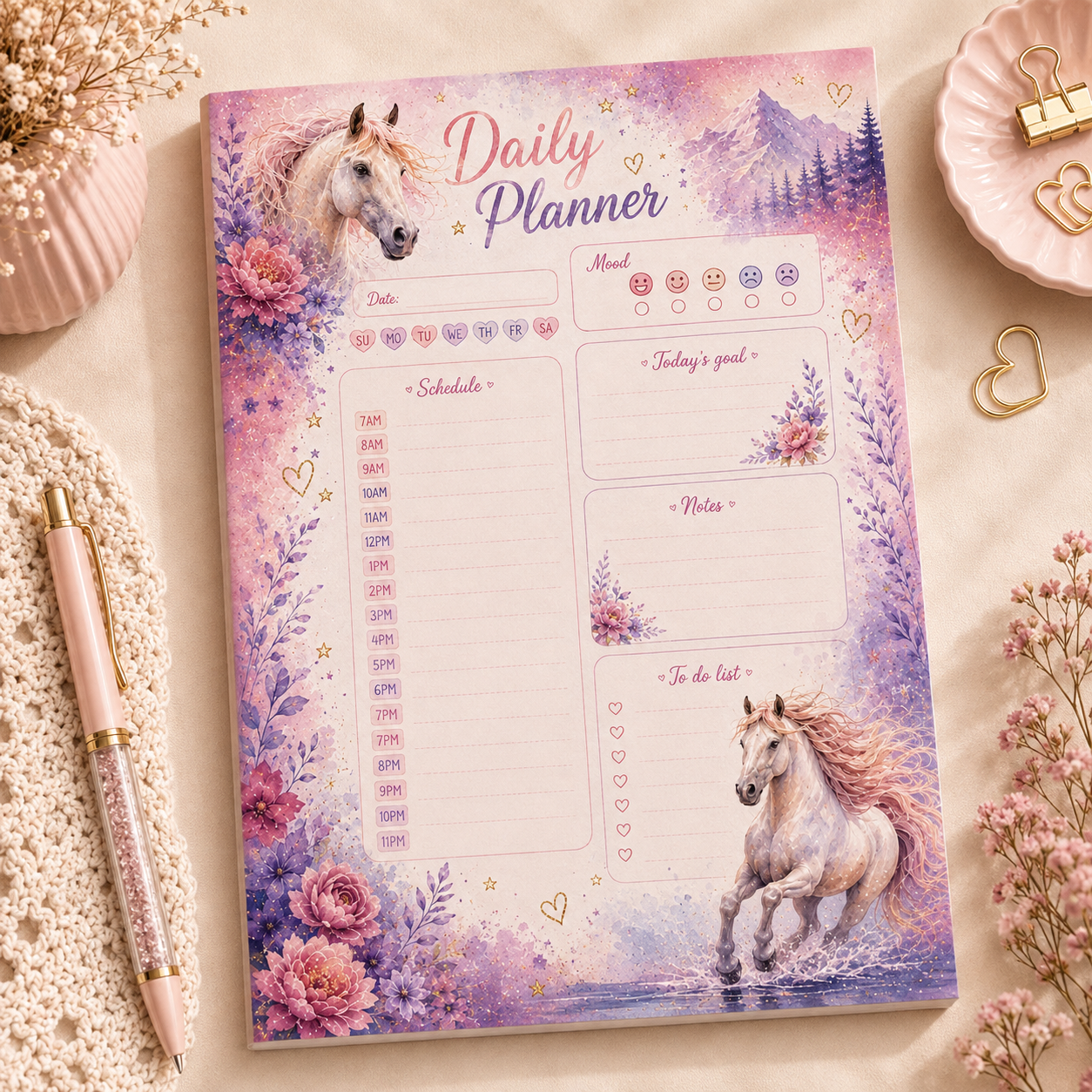 A5 Daily Planner – "Whispers of Wild Hearts" | Personalisation Available