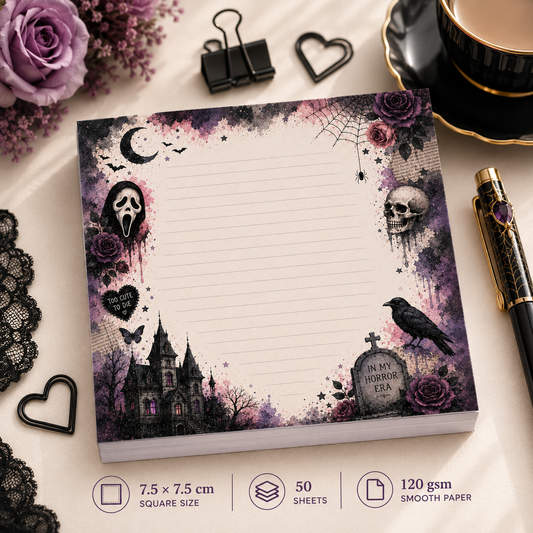 Mini Notepad 7,5 × 7,5 cm – "In My Horror Era"