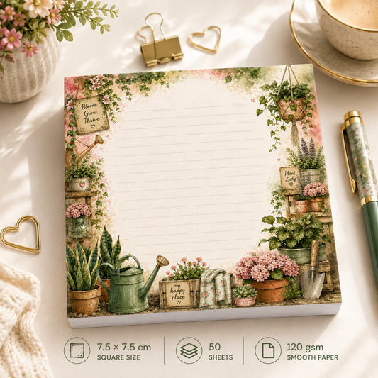 Mini Notepad 7,5 × 7,5 cm – "Plant Lady Notes"