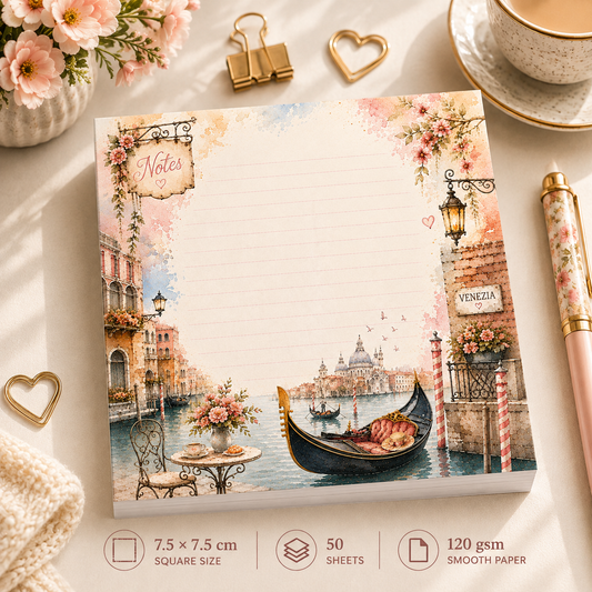 Mini Notepad 7,5 × 7,5 cm – "Whispers of Venice"