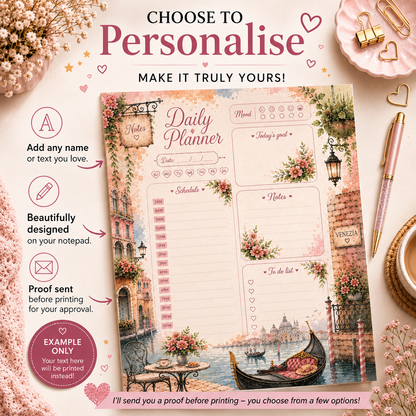 A5 Daily Planner – "Whispers of Venice" | Personalisation Available