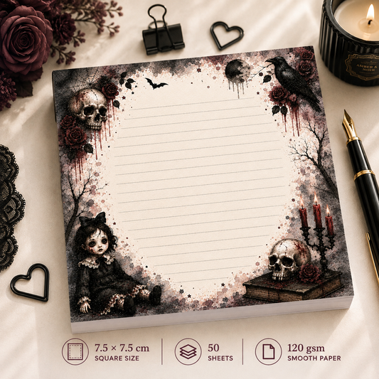 Mini Notepad 7,5 × 7,5 cm – "Haunted Whispers"