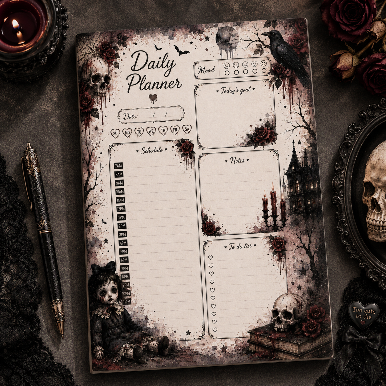 A5 Daily Planner – "Haunted Whispers" | Personalisation Available