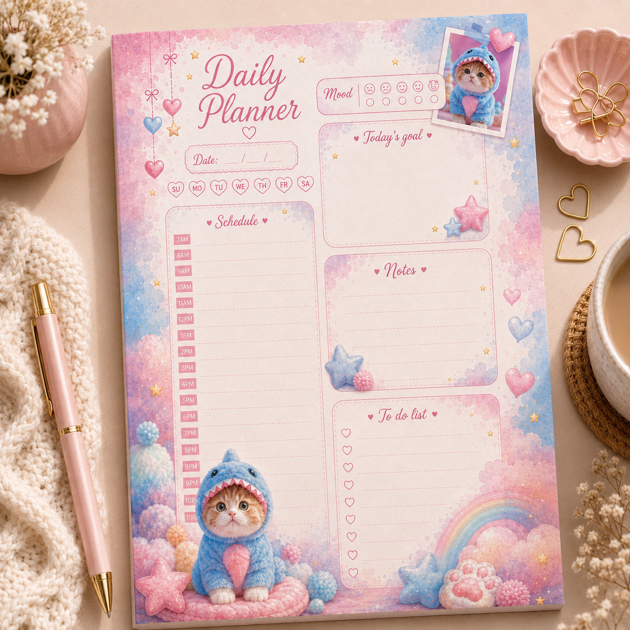 A5 Daily Planner – "Purrfectly Adorable" | Personalisation Available