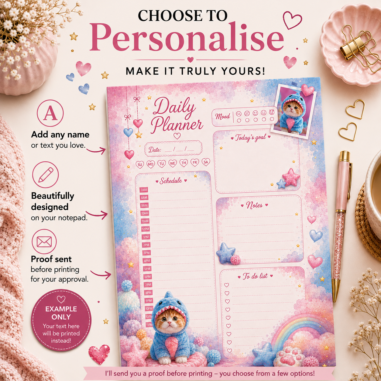 A5 Daily Planner – "Purrfectly Adorable" | Personalisation Available