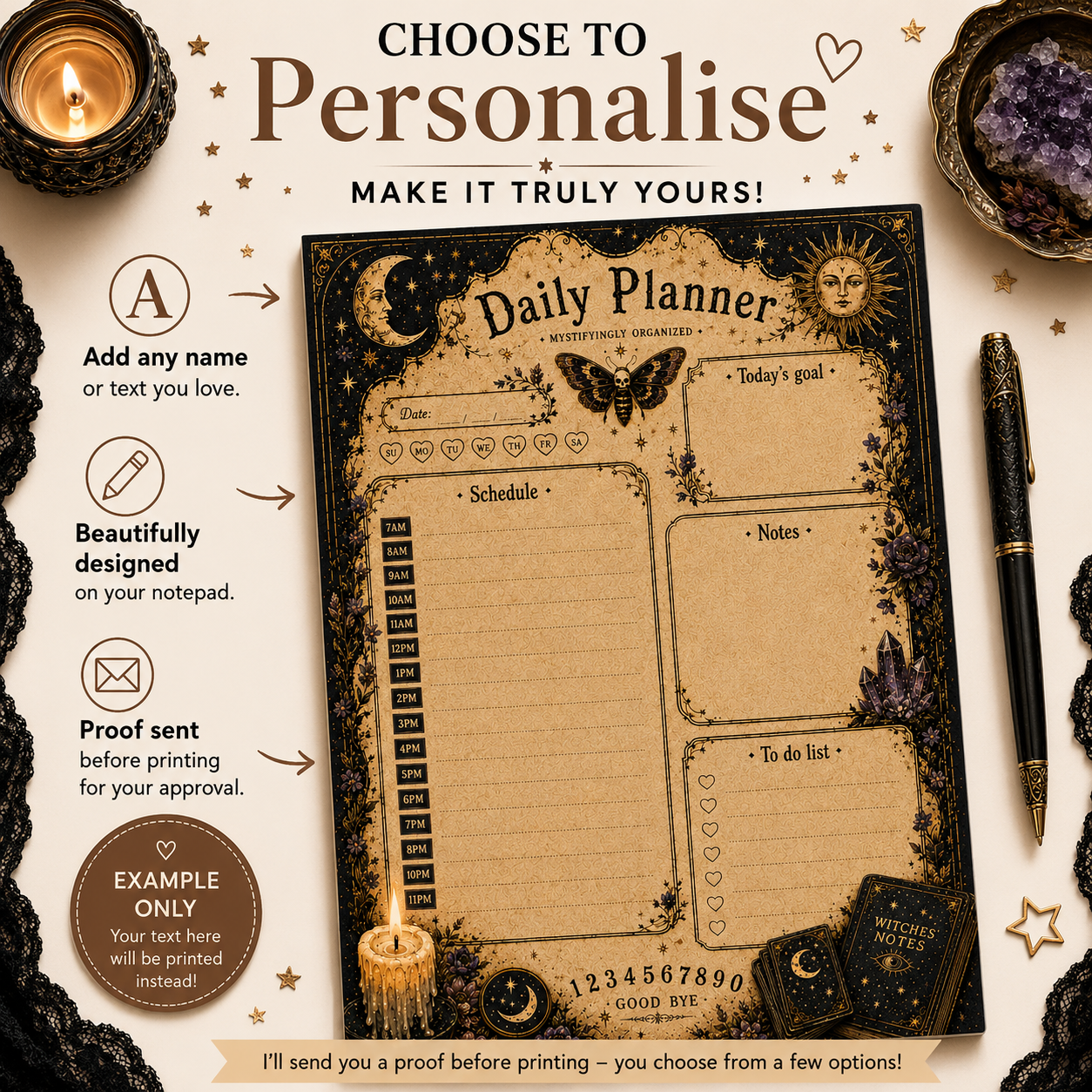 A5 Daily Planner – "Ouija Board" | Personalisation Available