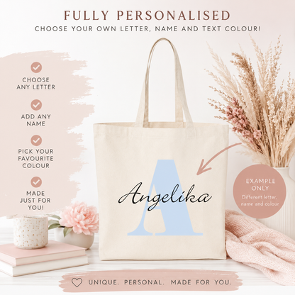 Custom Initial & Name Tote Bag
