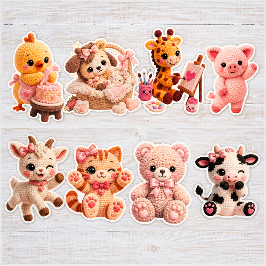 Cute crochet stickers