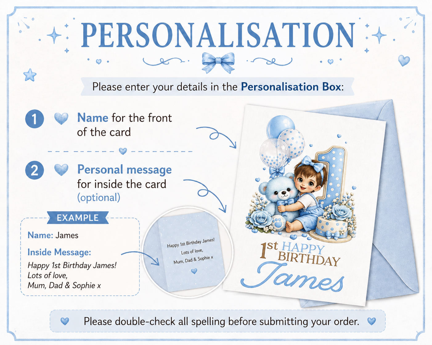 Personalised Teddy 1st Birthday Card