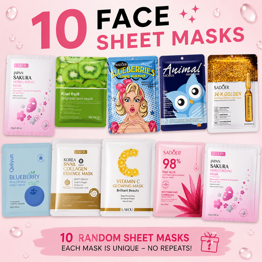 10pcs Face Sheet Masks Bundle (No repeats)