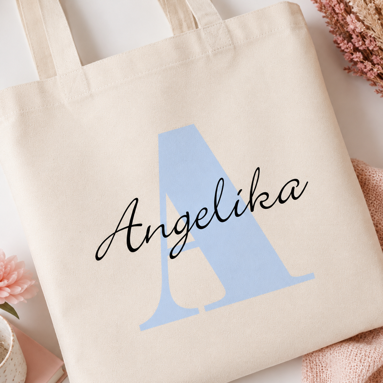 Custom Initial & Name Tote Bag