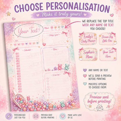 A5 Daily Planner – "Candy Gems" | Personalisation Available
