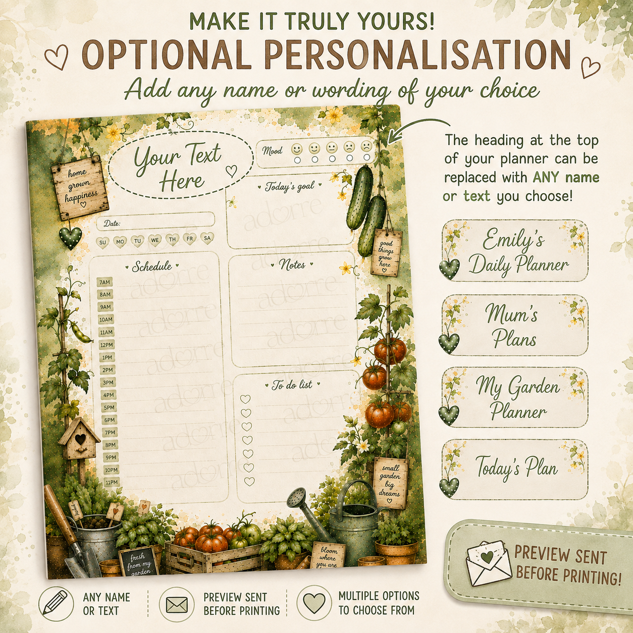 A5 Daily Planner – "Garden Blessings" | Personalisation Available