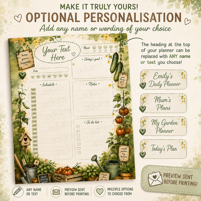 A5 Daily Planner – "Garden Blessings" | Personalisation Available