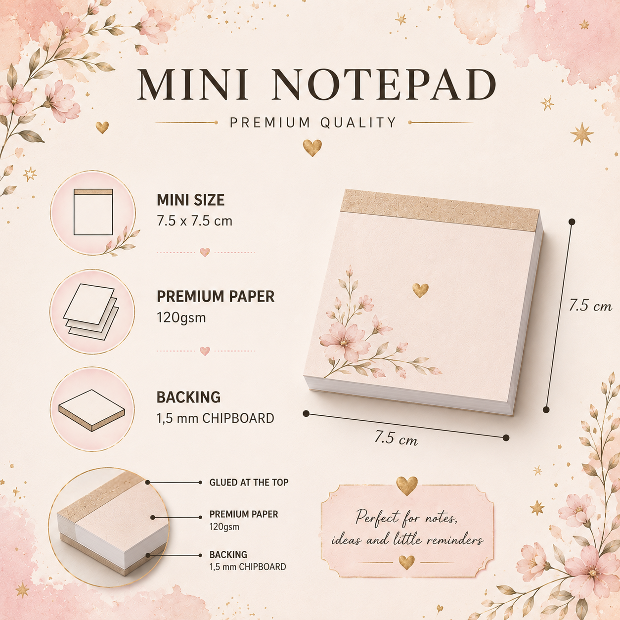 Mini Notepad 7,5 × 7,5 cm – "Believe in Magic"