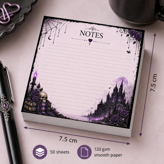 Mini Notepad 7,5 × 7,5 cm – "Midnight Castle"