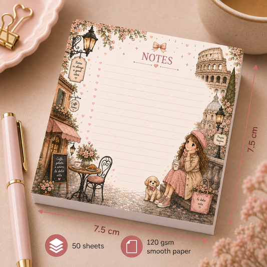 Mini Notepad 7,5 × 7,5 cm – "Rome Daydreams"