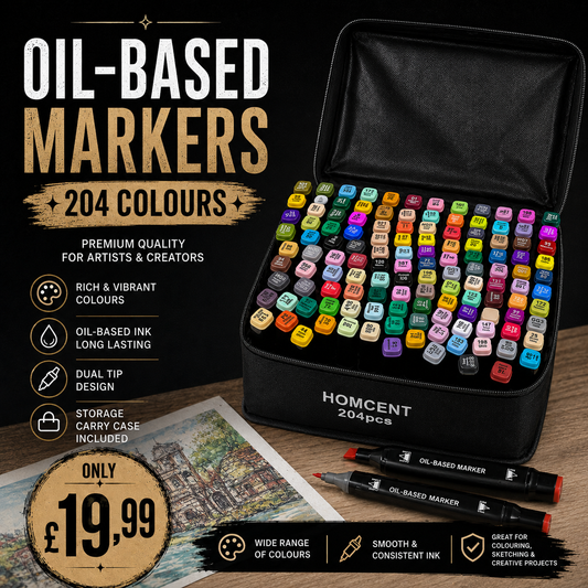 204 Oil-Based Markers Set – 204 Colours + Carry Case