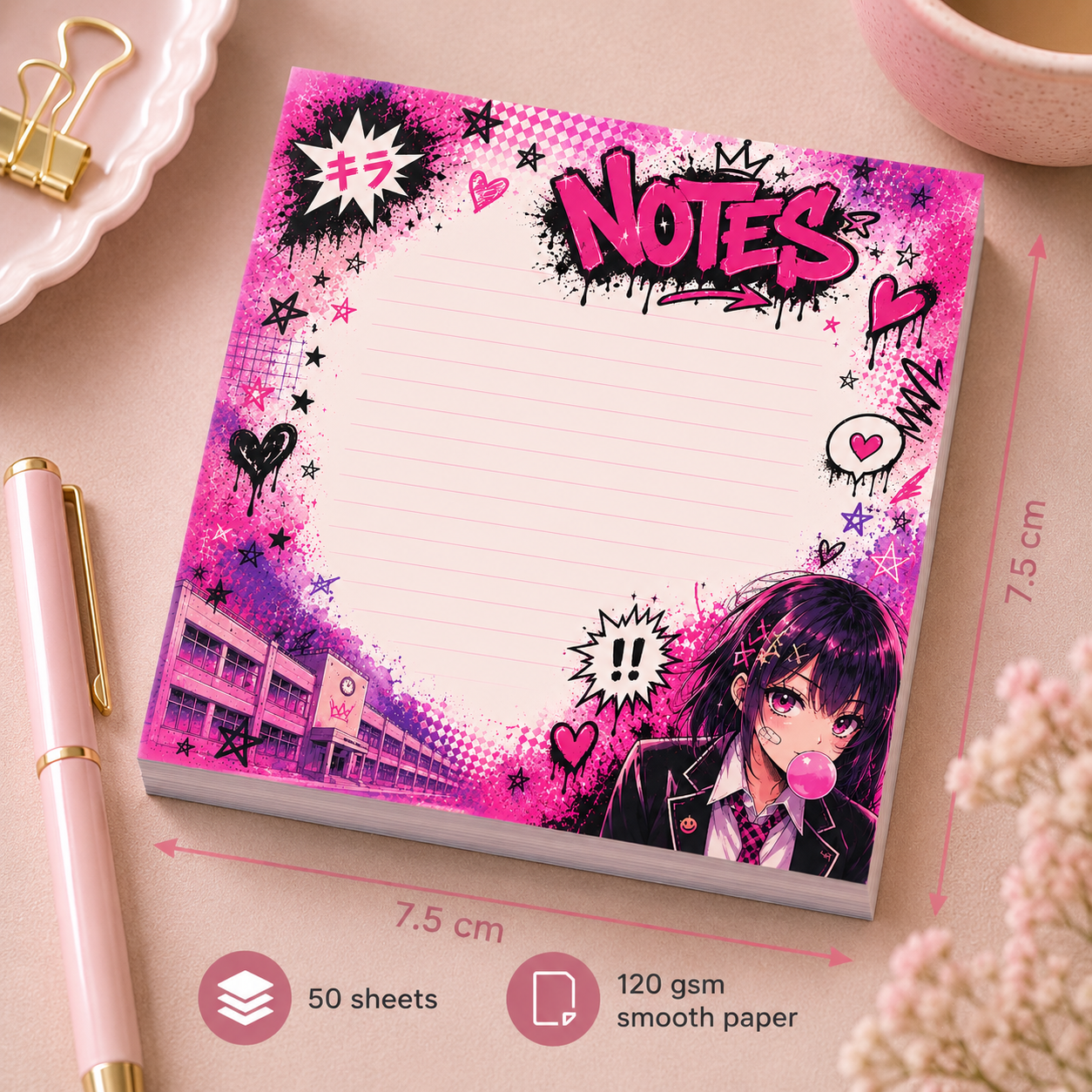 Mini Notepad 7,5 × 7,5 cm – "Graffiti Dreams"