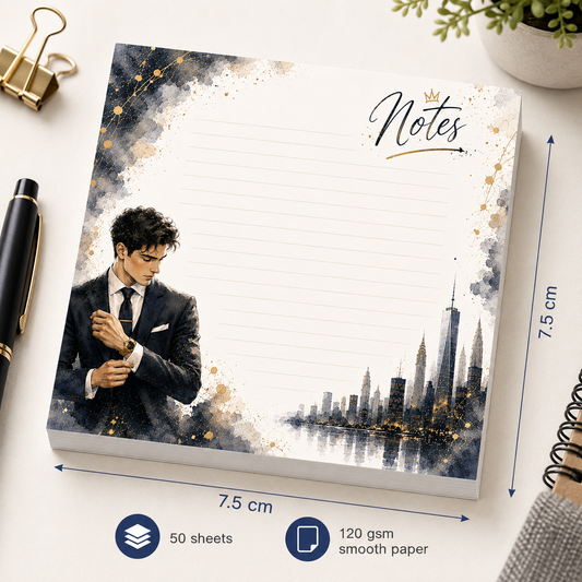 Mini Notepad 7,5 × 7,5 cm – "Executive Ambition"