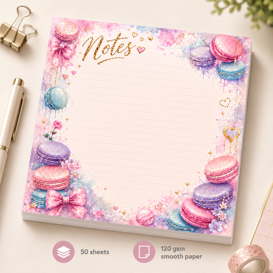 Mini Notepad 7,5 × 7,5 cm – "Sweet Macarons"
